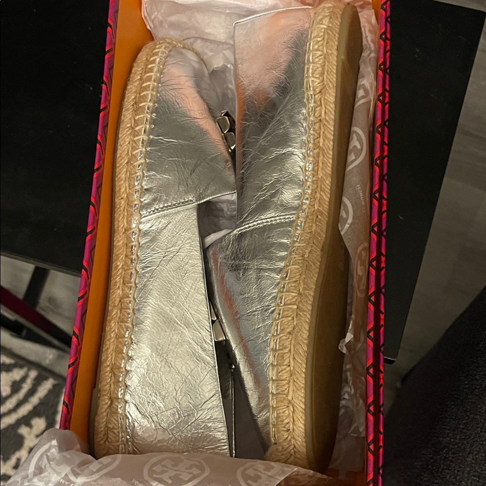 Tory Burch Silver Espadrilles